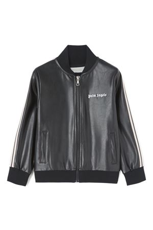 black polyurethane jacket PALM ANGELS KIDS | PBEA016F24FAB0011003